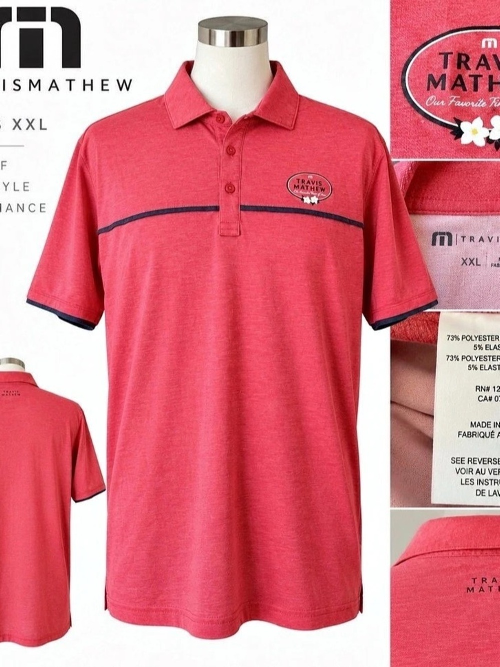 TravisMathew Featherweight Our Favorite Time of Year Polo Pink XXL